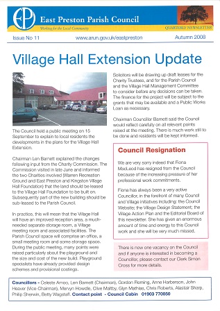 East Preston Parish Council Newsletter No 11 - Autumn 2008