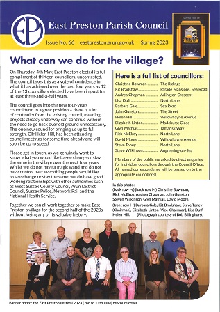 East Preston Parish Council Newsletter No 66 Spring 2023 Newsletter front cover