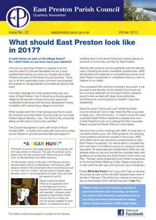 East Preston Parish Council Newsletter No 22 - Winter 2012