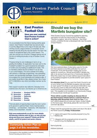 East Preston Parish Council Newsletter No 25 - Autumn 2012