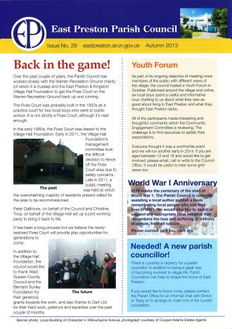 East Preston Parish Council Newsletter No 29 -Autumn 2013
